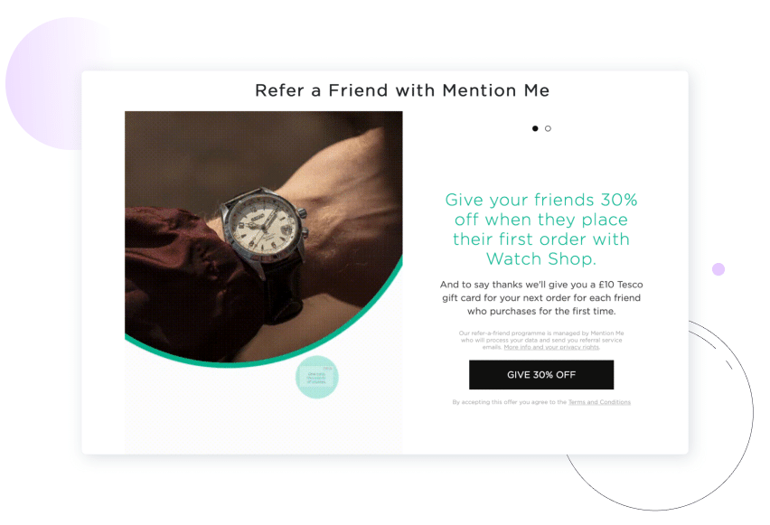 Watchshop referral program example