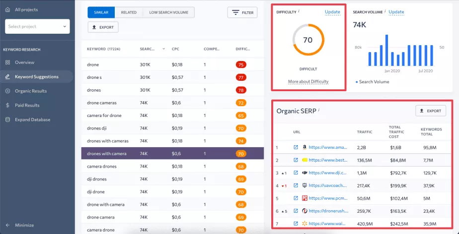 SERanking provides useful SEO analytics for any desired website